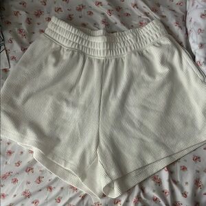 Women's White Ribbed Shorts